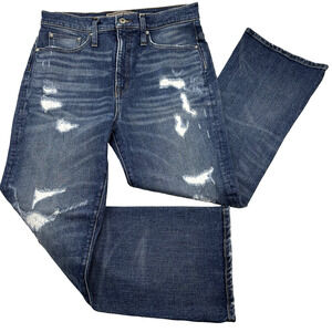2018 Point Sur Denim Med Wash Distressed High Rise Cropped Jeans 30x26" USA Made